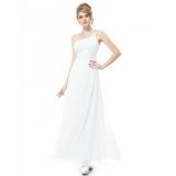 One Shoulder Cocktail Long White Dress