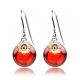 Silver earrings with red stones