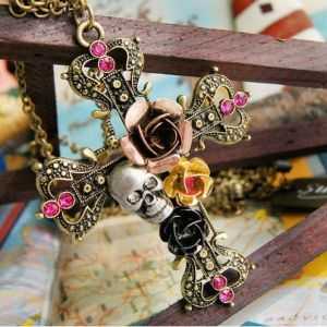 Necklace with cross and skull. Артикул: IXI30139
