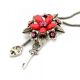 Metal necklace with flower design and shimmering rhinestones