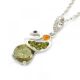 Necklace with pendant rhinestones and stones in the shape of ducks