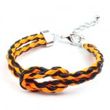 Two-tone bracelet with metal clasp, black / orange