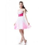 Strapless dress with rhinestones light pink