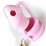 Pink silicone chastity device