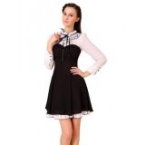 Elegant black and white dress blouse with collar