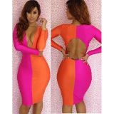 Two-tone dress in pink / orange colors