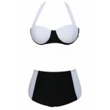 Black and white swimsuit with high waist
