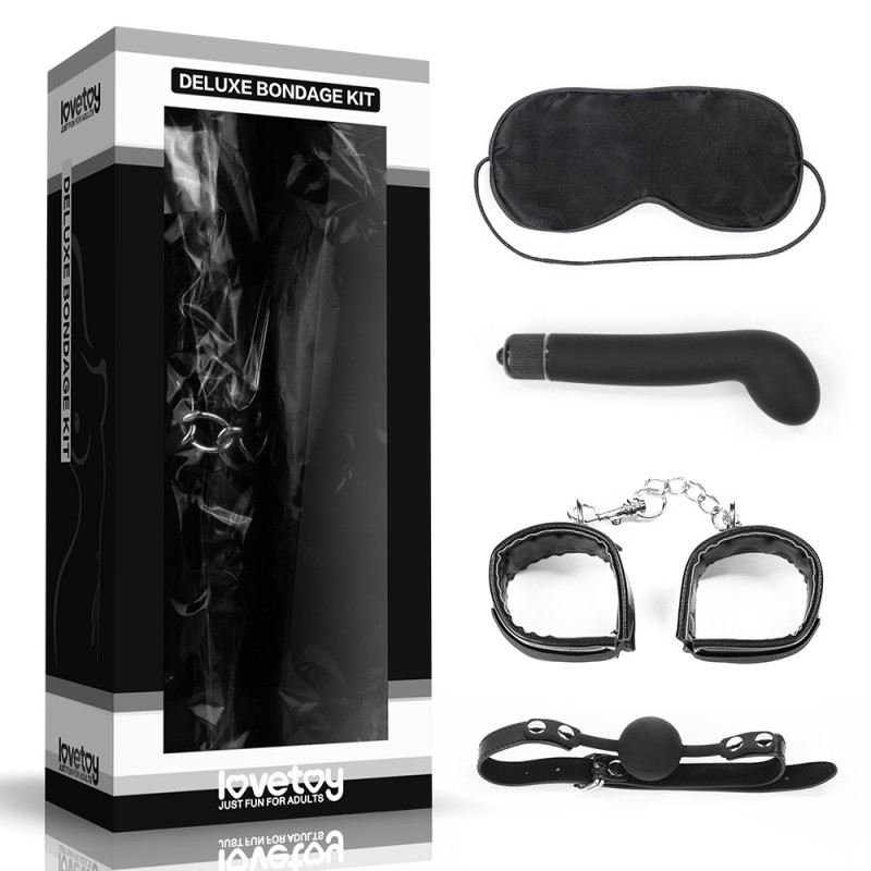 Набор для сексуальных бдсм игр Deluxe Bondage Kit (маска, g-вибратор, наручники, кляп). Артикул: IXI39756
