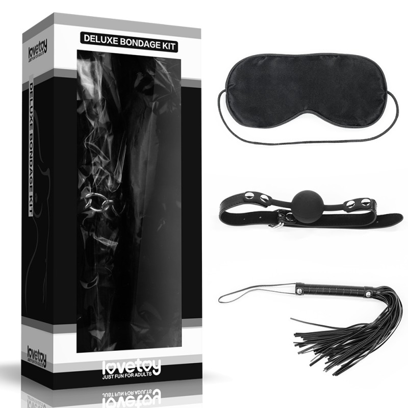 Набор для сексуальных бдсм игр Deluxe Bondage Kit (маска, кляп, плеть). Артикул: IXI39769