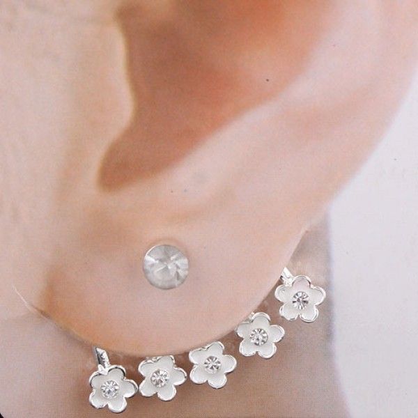Серебристые серьги - Цветочки. Артикул: IXI40137