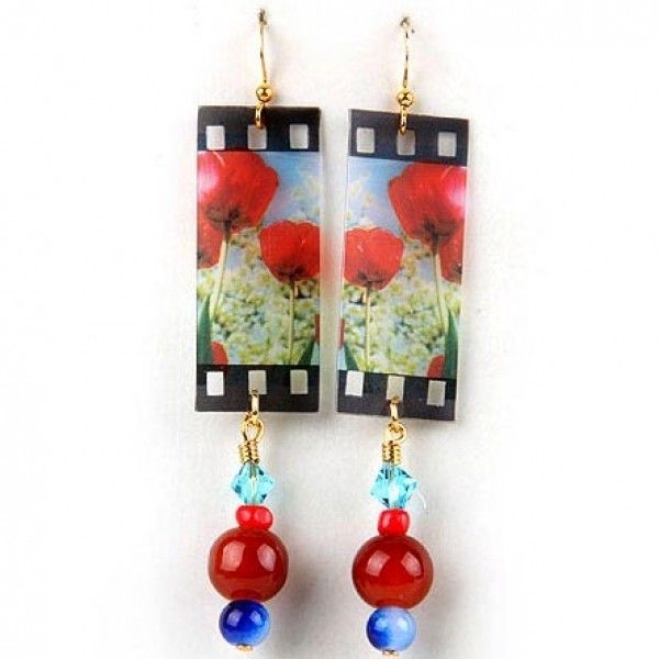 Original earrings with poppies. Артикул: IXI40140