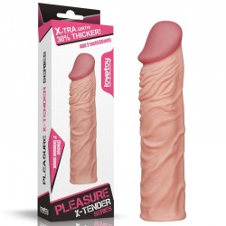 Насадка на пенис удлиняющая телесного цвета Pleasure X Tender Penis Sleeve