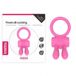 Розовое эрекционное кольцо с вибрацией Power Clit Cockring Rabbit по оптовой цене