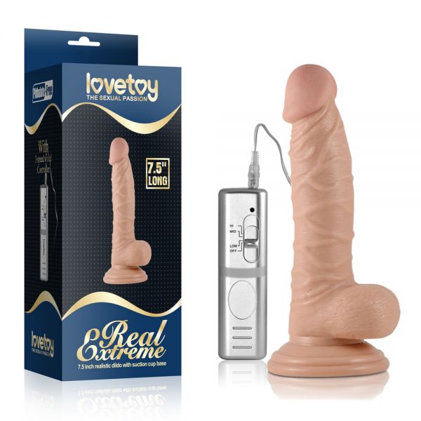Реалистичный вибратор на присоске с пультом управления Real Extreme Vibrating Dildo 7.5. Артикул: IXI40297