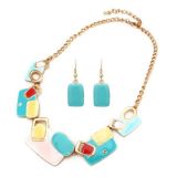 Necklace and earrings with colored stones