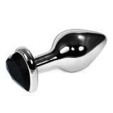 Black Heart Anal Toy Rosebud Heart Metal Plug Silver