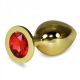 Gold butt plug with red stone Rosebud Anal Plug Large