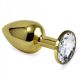 Gold butt plug with transparent stone Rosebud Anal Plug Medium