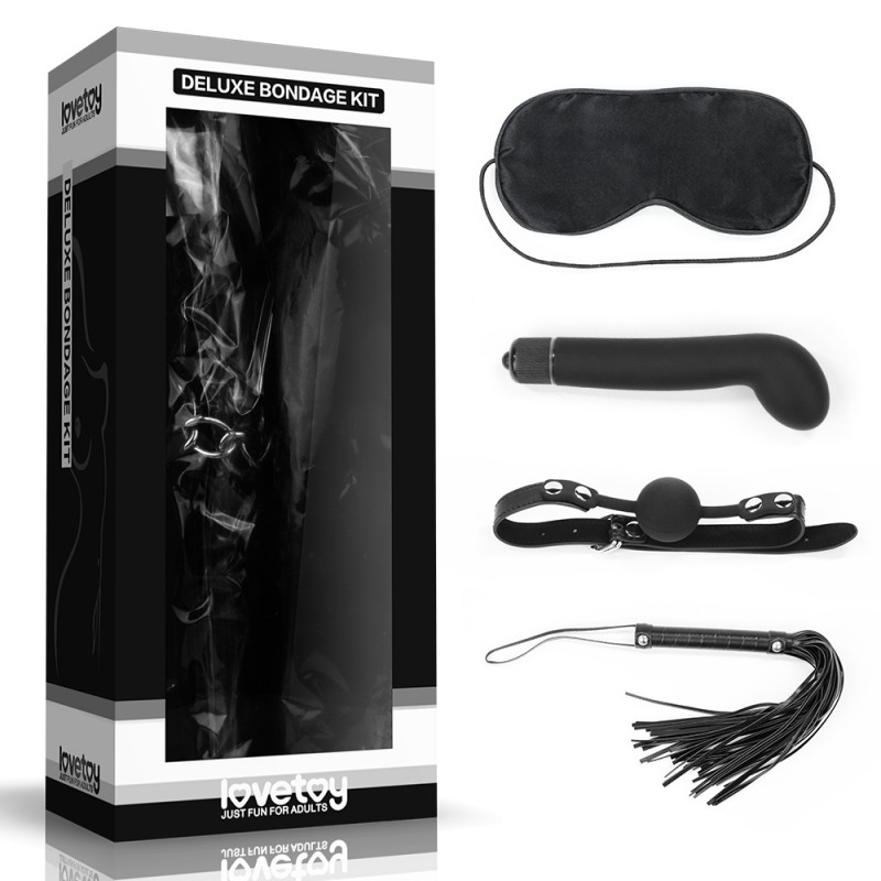 Набор для сексуальных бдсм игр Deluxe Bondage Kit (маска, g-вибратор, кляп, плеть). Артикул: IXI40360
