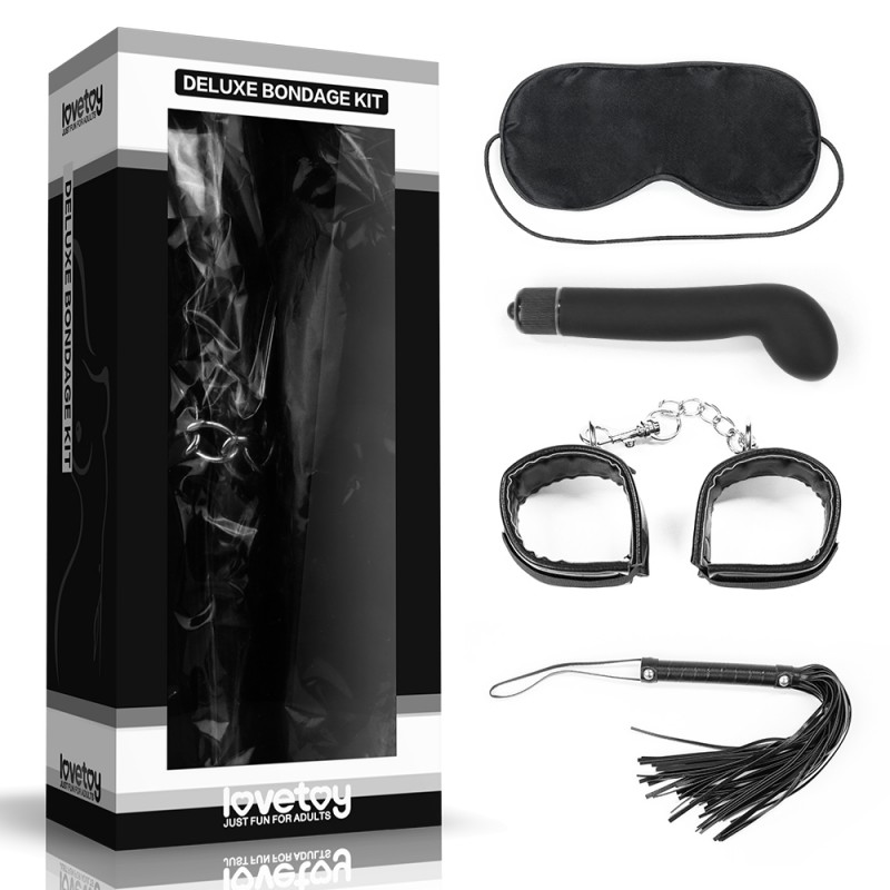 Набор для сексуальных бдсм игр Deluxe Bondage Kit (маска, вибратор, наручники, плеть)