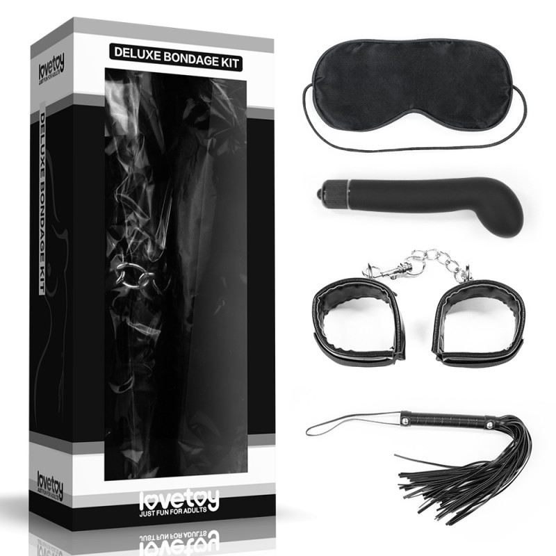 Набор для сексуальных бдсм игр Deluxe Bondage Kit (маска, вибратор, наручники, плеть). Артикул: IXI40362