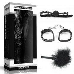 Set for sexual bdsm games Deluxe Bondage Kit (gag, handcuffs, tickler)