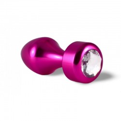 Butt plug pink with transparent stone Rosebud Aluminum