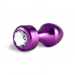 Butt plug purple with transparent stone Rosebud Aluminum