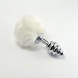 Spiral Pompon Metal Plug Silver White