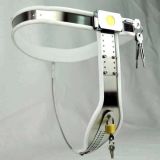 Female Adjustable Curve-T Stainless Steel Premium Chastity Belt with Locking Cover Removable WHITE