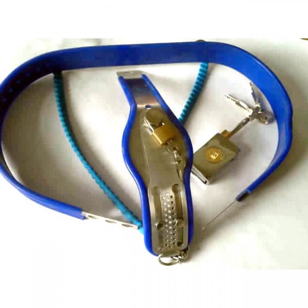 Female Adjustable Model-Y Stainless Steel Premium Chastity Belt Locking Cover Removable BLUE. Артикул: IXI40552