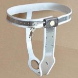 Female Adjustable Model-T Stainless Steel Premium Chastity Belt with Locking Cover Removable WHITE