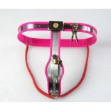 Female Adjustable Model-Y Stainless Steel Premium Chastity Belt Locking Cover Removable PINK