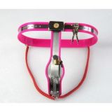 Female Adjustable Model-Y Stainless Steel Premium Chastity Belt Locking Cover Removable PINK   