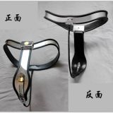 Female Adjustable Curve-T Stainless Steel Premium Chastity Belt with Locking Cover Removable BLACK