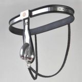 Male Adjustable Model-Y Stainless Steel Premium Chastity Belt with 2 Chains SHORT CAGE