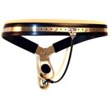 Male Adjustable Model-Y Stainless Steel Premium Chastity Belt with Steel Wire
