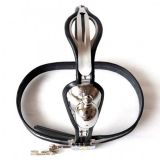 Male Fully Adjustable Model-T Stainless Steel Chastity Belt with Cage and Plug and Urethral Tube