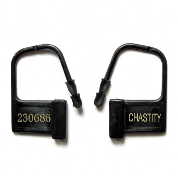 Замки пластиковые для поясов верности, черные с номерами CHASTITY, 10 штук. Артикул: IXI40596