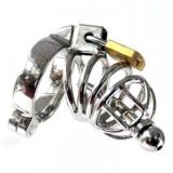 Metal Asylum Chastity Device with Urethral Stretching Penis Plug and Two Rings по оптовой цене