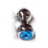 Silver butt plug with blue jewel