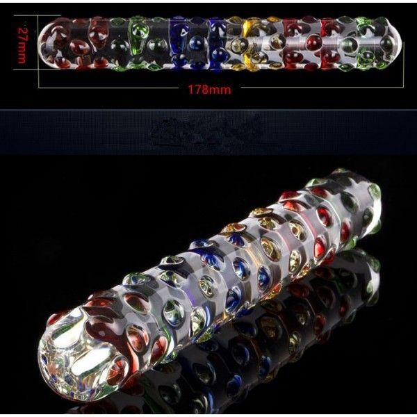 Фаллоимитатор анальный двухсторонний стекло Colorful Glazed Glass Magic Wand Anal Plug. Артикул: IXI42771