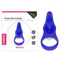 Синяя вибронасадка на пенис для стимуляции клитора Power Clit Silicone Cockring