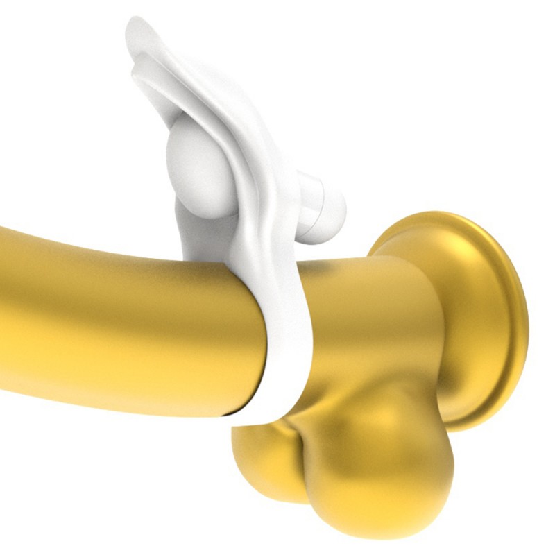 Белая вибронасадка на пенис для стимуляции клитора Power Clit Silicone Cockring. Артикул: IXI44067