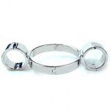 Unisex Luxury Stainless Steel Heavy Duty Neck-Wrist Siamese handcuffs