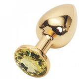 Золотая анальная пробка с желтым камнем Rosebud Anal Plug Small по оптовой цене