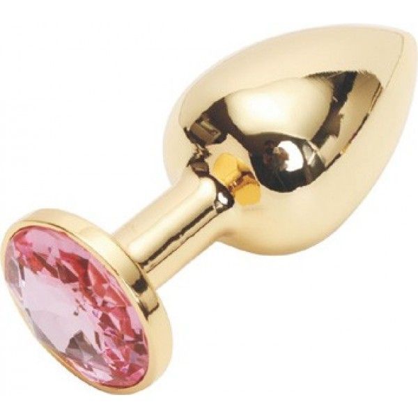 Gold Butt Plug with Light Pink Stone Rosebud Anal Plug Small. Артикул: IXI44128