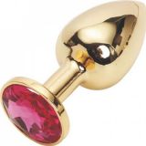 Gold butt plug with pink stone Rosebud Anal Plug Small