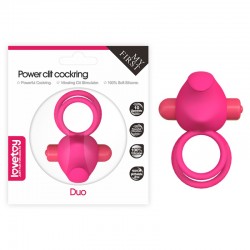Power Clit Duo Silicone Cockring Vibrating Cock Ring Pink