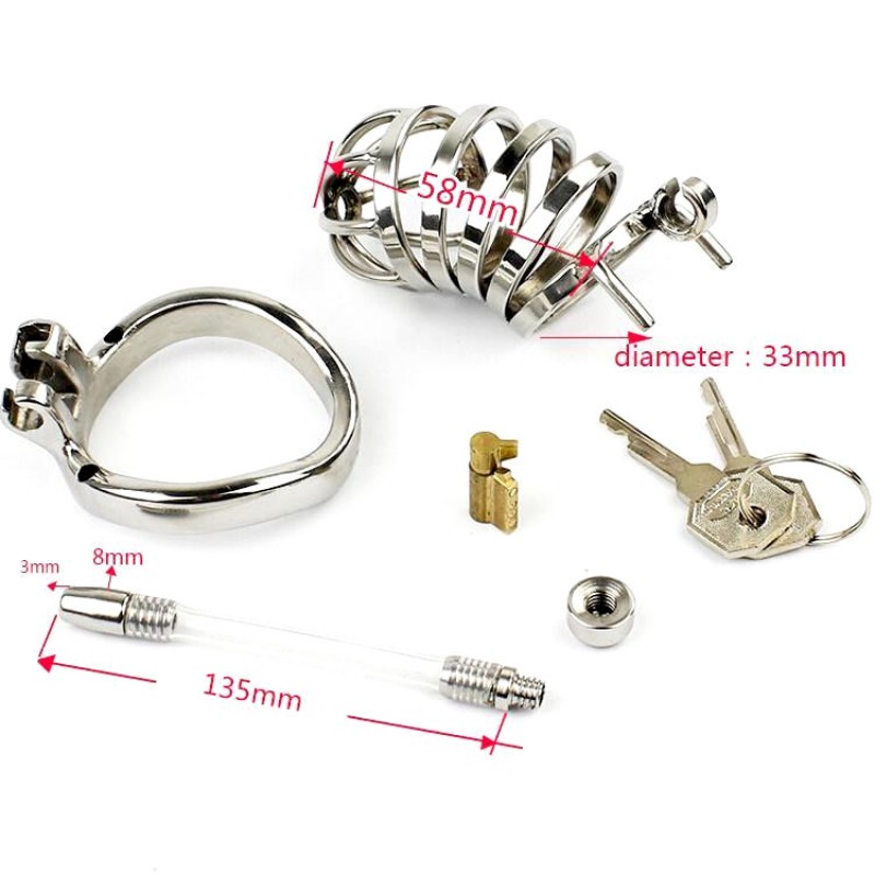 2016 New Stainless Steel Male Urethral Tube Chastity Device / Stainless Steel Chastity Cage ZC080. Артикул: IXI48352